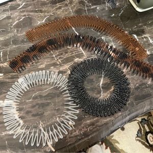 5/$25 4 Pieces Full Circular Comb Flexible Plastic Stretch Hair band Headband